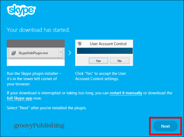 Skype HD Outlook menginstal plugin