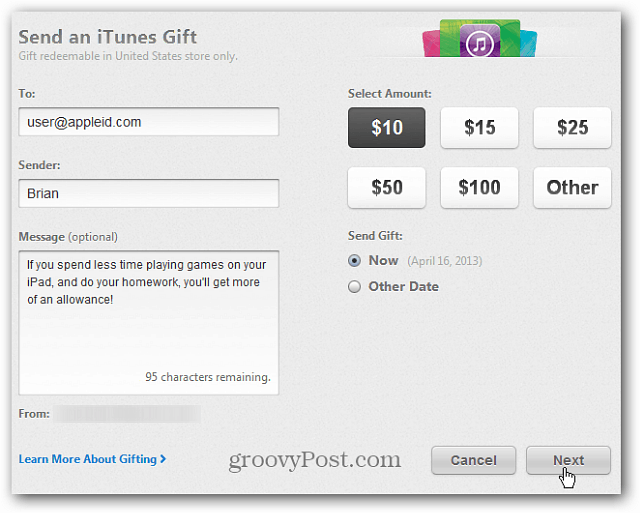 Cara Mengirim Kartu Hadiah iTunes Virtual dari iTunes atau Perangkat iOS