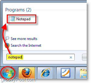 Tangkapan layar Windows 7 - buka notepad