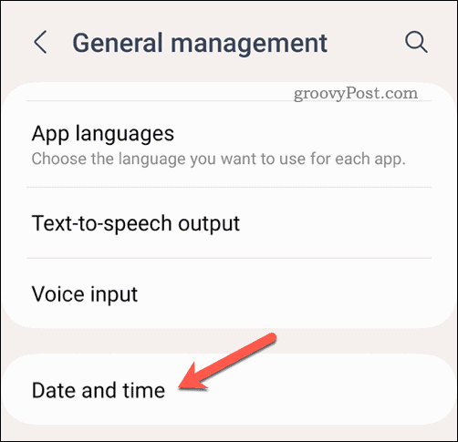 Menu tanggal dan waktu di Android