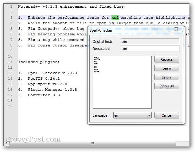 pemeriksa ejaan di notepad ++