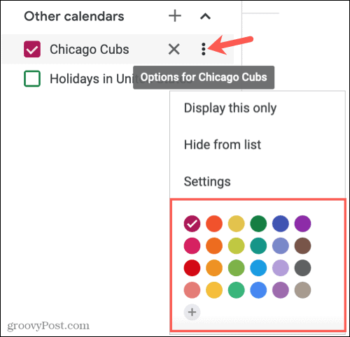 Ubah warna kalender