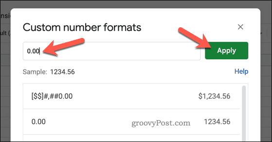 Tetapkan format angka khusus di Google Sheets