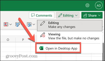 Excel terbuka di opsi aplikasi desktop