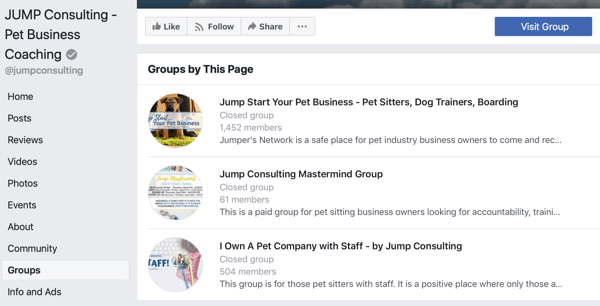 Cara menggunakan fitur Grup Facebook, contoh grup di halaman Facebook, JUMP Consulting