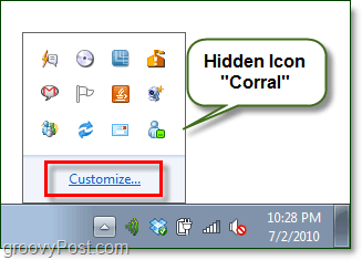 ikon tersembunyi kandang di windows 7
