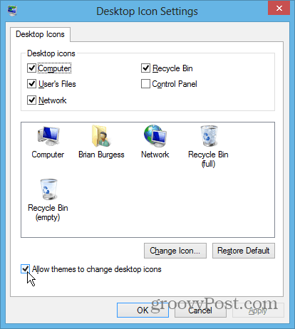 Pengaturan ikon Desktop