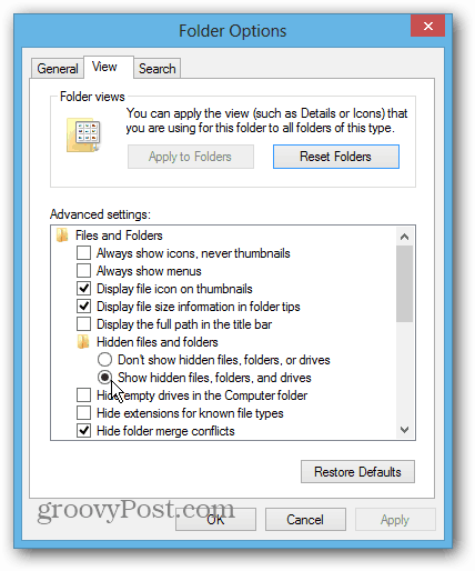 Tampilkan Folder dan Drive File Tersembunyi