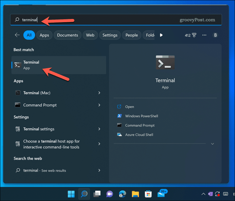 Buka aplikasi terminal Windows 11