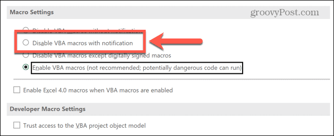 excel menonaktifkan makro dengan notifikasi