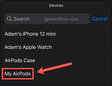 iphone pilih widget baterai airpods