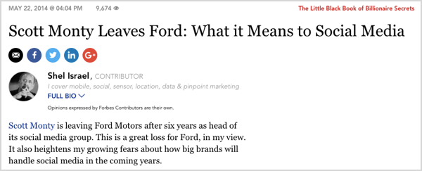 Scott Monty memimpin tanggung jawab media sosial untuk Ford.