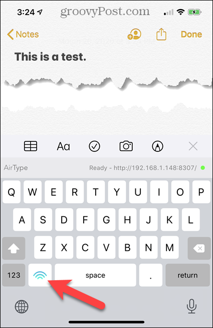 Keyboard teks AirType di iPhone