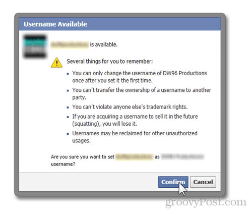 halaman facebook username tersedia hal-hal yang perlu diingat peringatan url konfirmasi