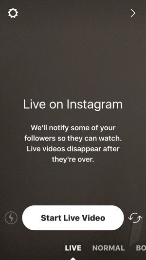 Ketuk ikon kamera lalu ketuk Mulai Video Langsung untuk memulai streaming langsung Instagram Anda.