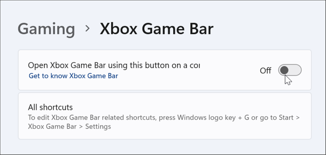 nonaktifkan bilah permainan xbox di windows