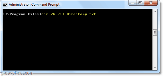 gunakan dir / b / s> directory.txt untuk menampilkan kueri dir ke file teks