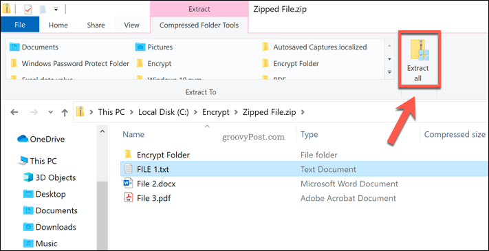 Ekstrak semua tombol di file Windows Zip