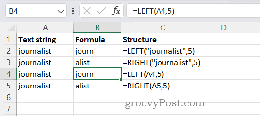 Menggunakan fungsi KIRI dan KANAN di Excel