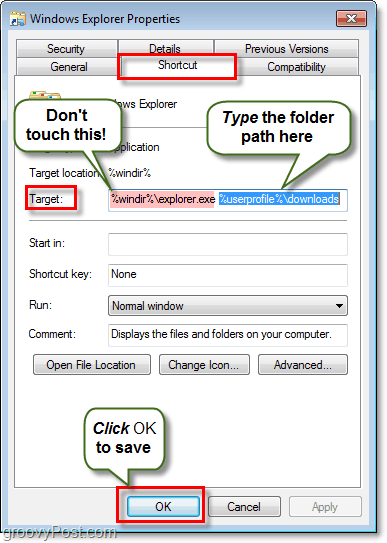 cara mengubah folder windows explorer default