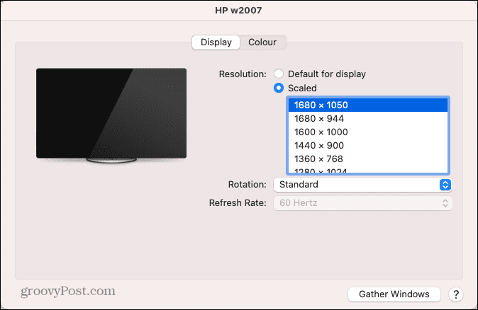 opsi resolusi layar eksternal mac