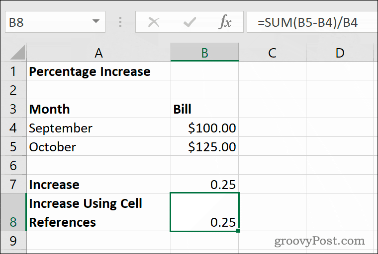 Contoh Persentase Peningkatan di Microsoft Excel