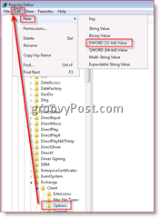 Windows Registry Editor mengaktifkan pemulihan email di Kotak Masuk untuk Outlook 2007 Dword
