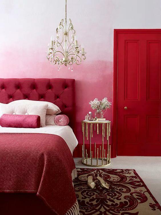 Dekorasi kamar tidur merah dan pink