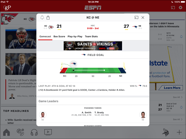 Aplikasi ESPN iOS iPad