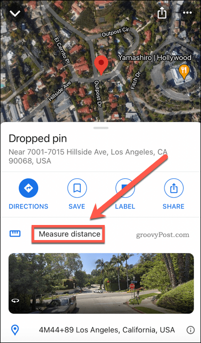 Google Maps mengukur tombol jarak di ponsel