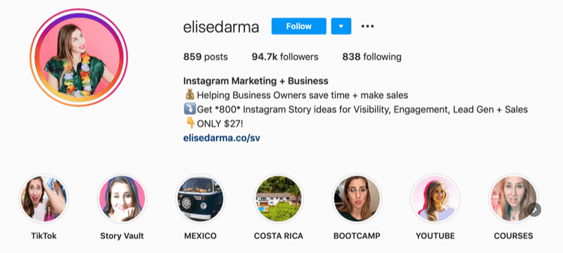 Profil Instagram Elise Darma