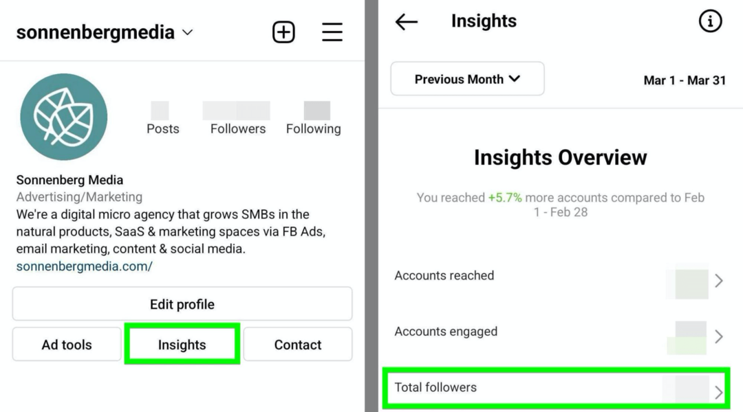gambar opsi Total Followers Instagram Insights