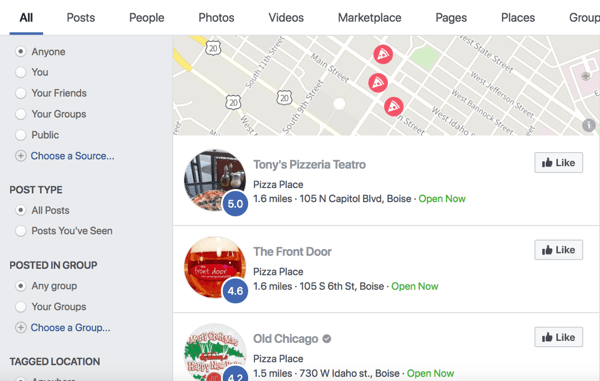 Hasil pencarian Facebook untuk pizza.