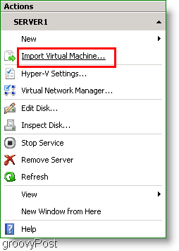 Hyper-V Manager Impor Mesin Virtual