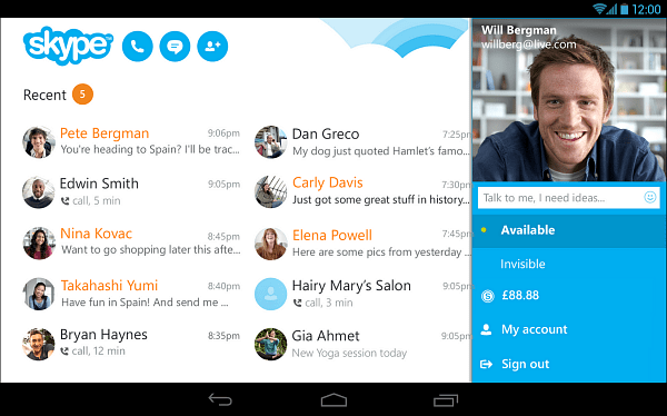 Skype 4.4 untuk Android Hadir Dengan Tampilan Tablet Baru