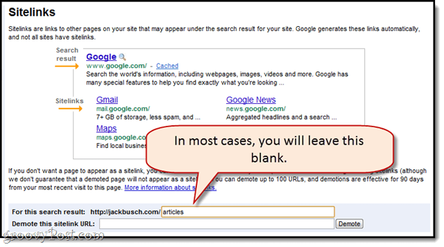 demoting tautan situs di alat webmaster google
