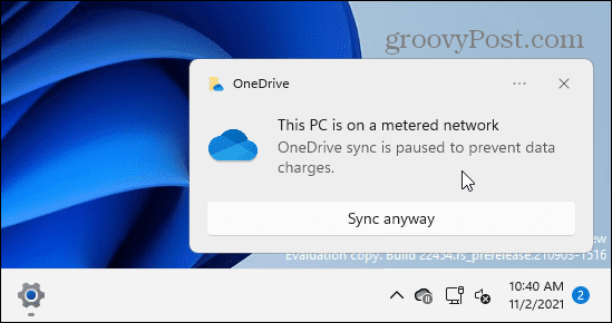 Pesan Batas Koneksi Terukur OneDrive