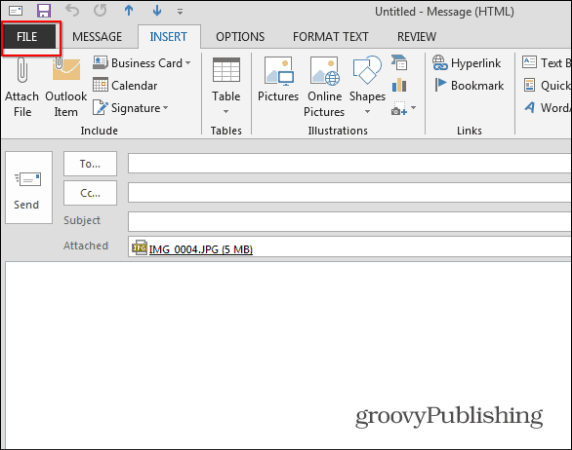 Outlook 2013 Ubah Ukuran File Gambar Besar