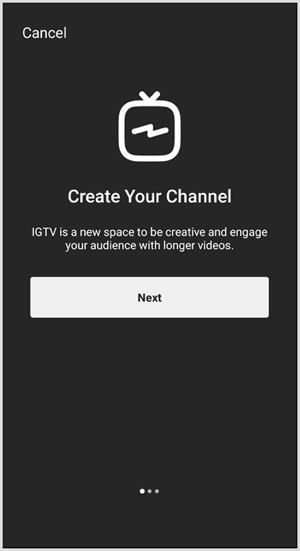 Ikuti petunjuk untuk mengatur saluran IGTV.