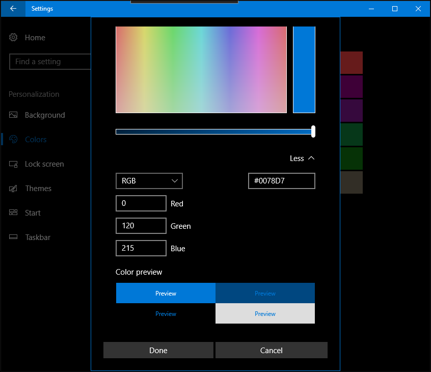 Windows 10 pencipta memperbarui warna personalisasi