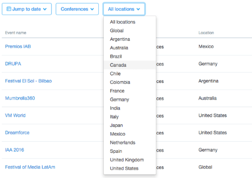 filter daftar acara twitter berdasarkan lokasi