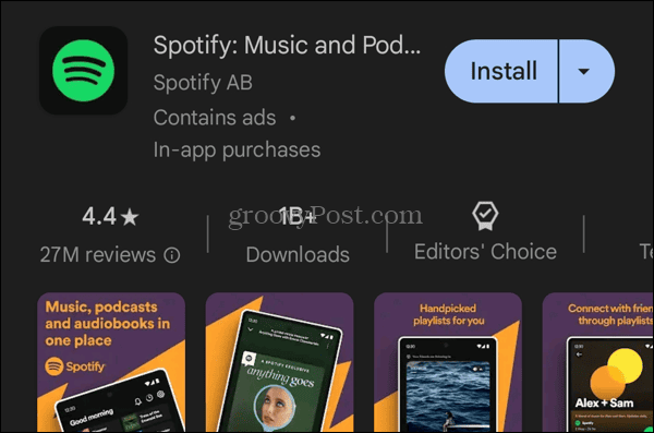 Instal aplikasi Spotify dari Google Play Store